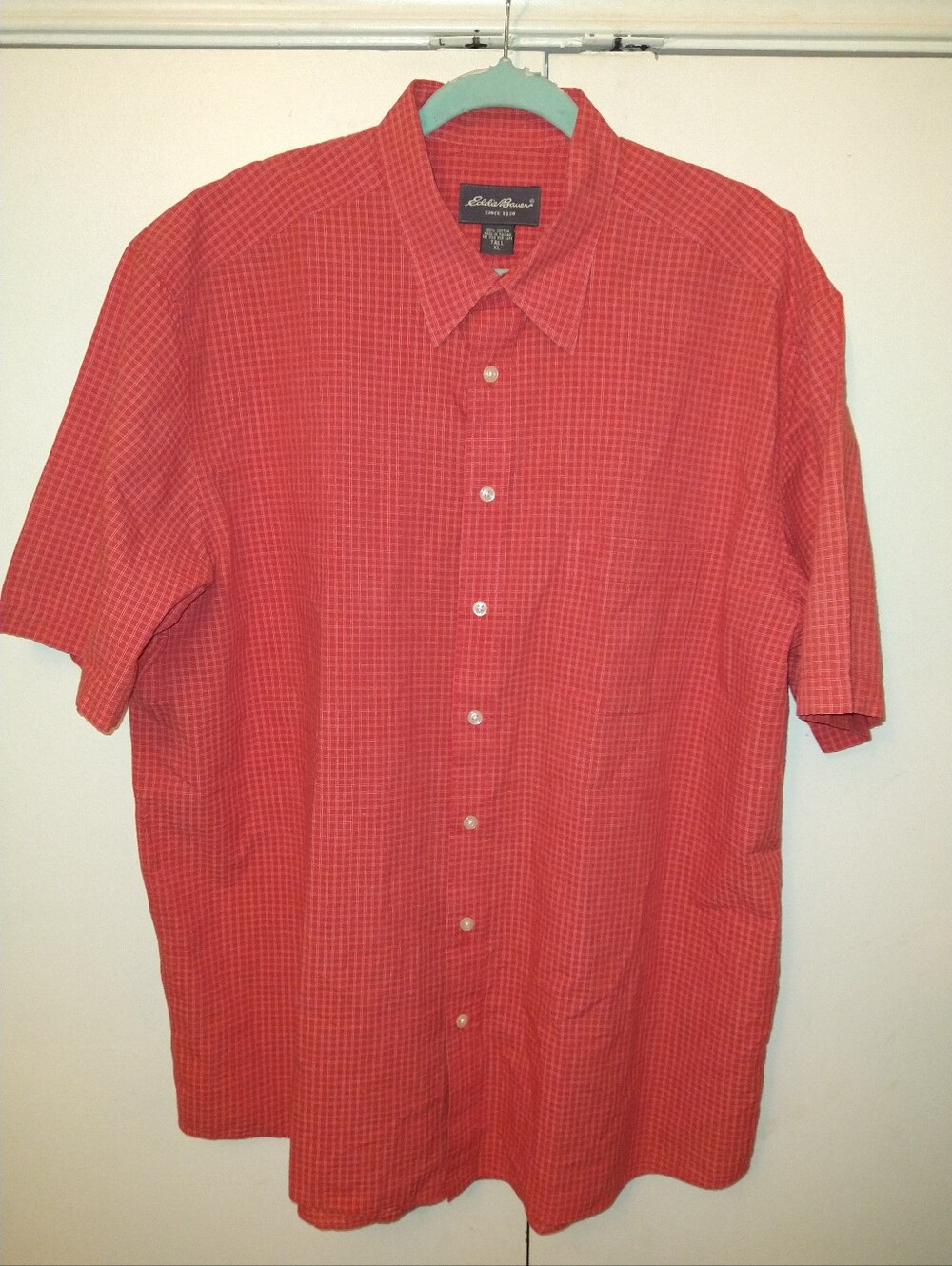 Eddie Bauer Cotton Short Sleeve Button Up Shirt Men's sz XL Tall.